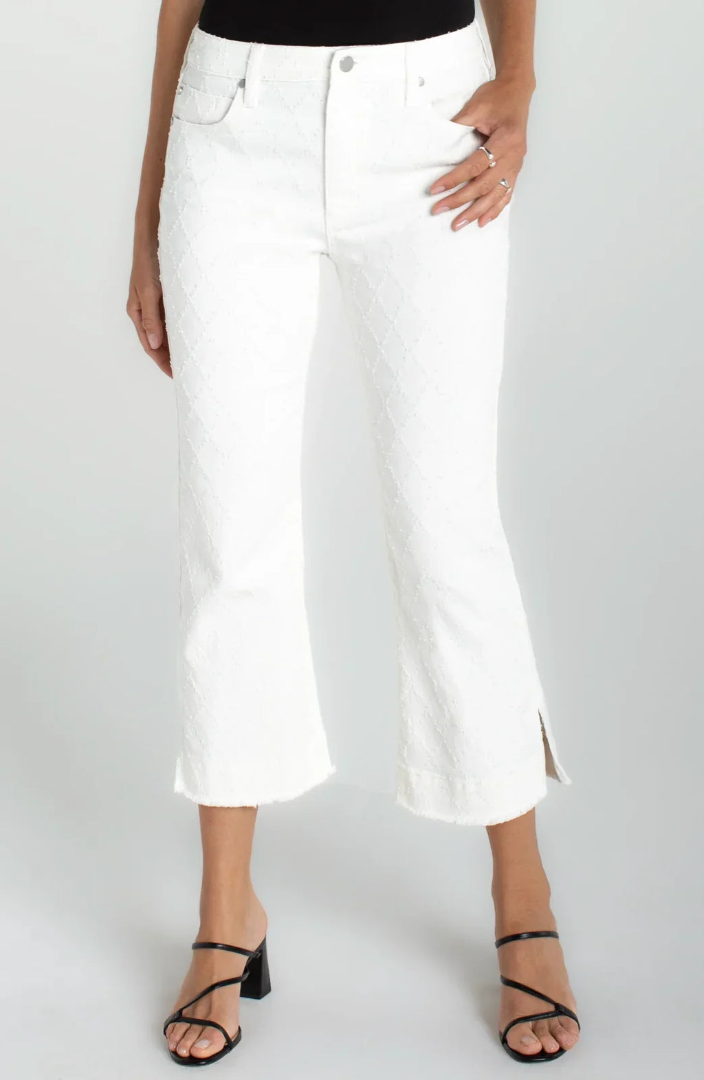 LP Hannah Crop Flare W/ Wide Hem And Slit-White DM