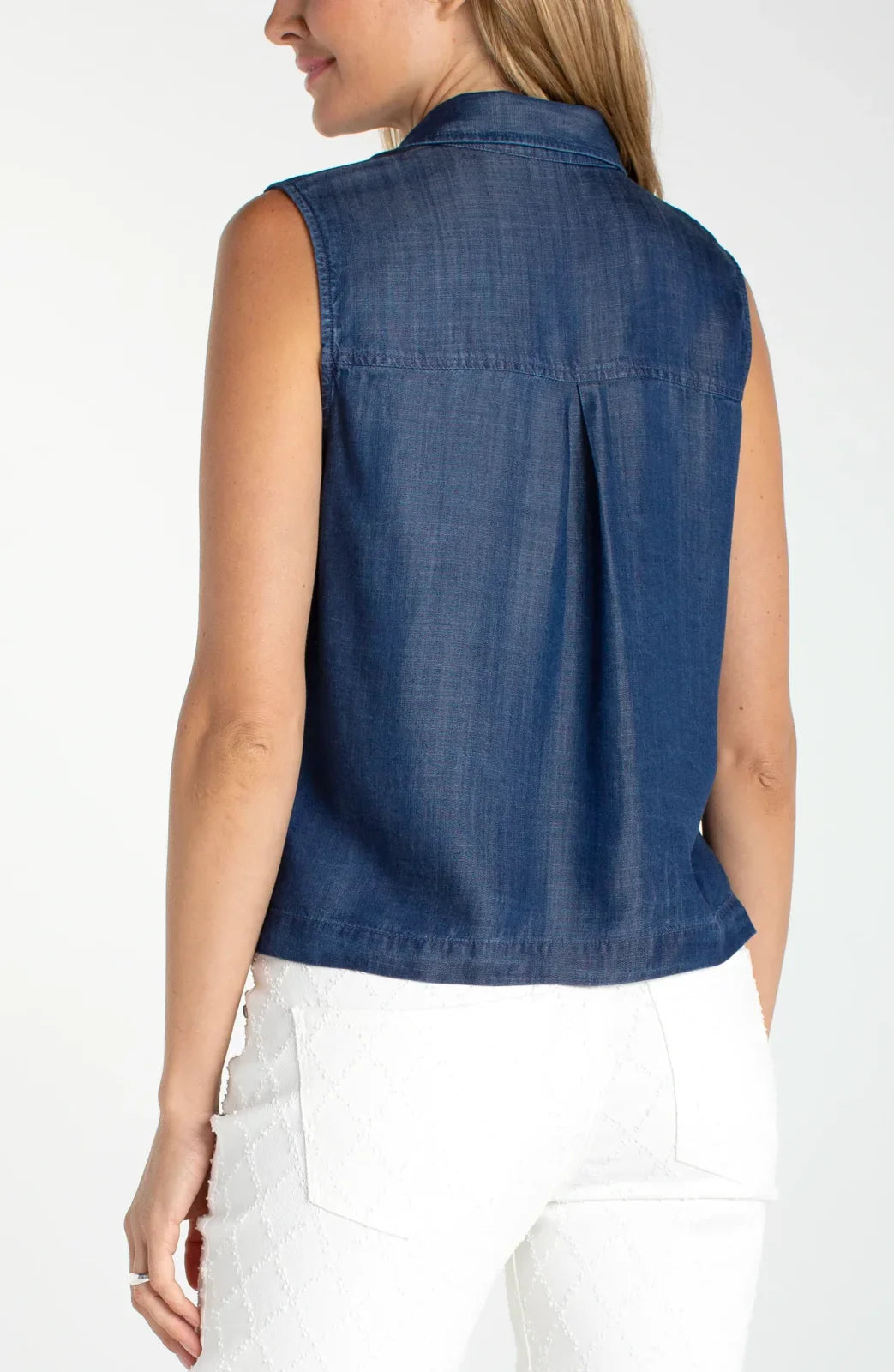 LP Sleeveless Button Front Top W/ Pockets -Serene Dark