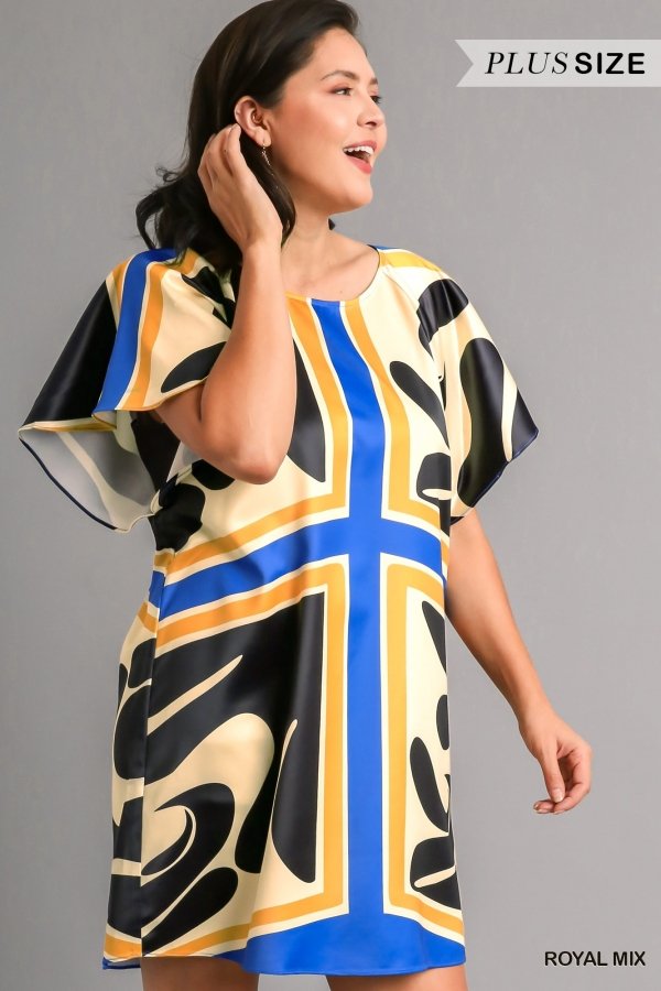 ROYAL MIX PLUS DRESS from Raggdoll Boutique, trendy coastal style for summer outfits Texas, plus size women’s clothing.
